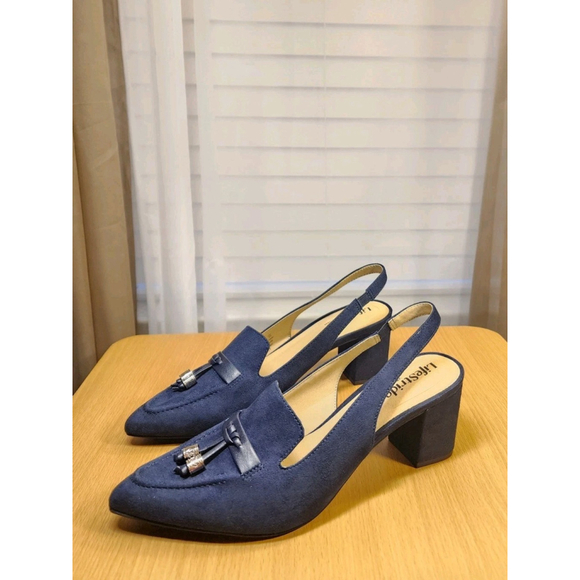 LifeStride Casual Penny Loafer Moccasins Sling Back Shoes Sz 8.5 M Navy Blue - Picture 3 of 12